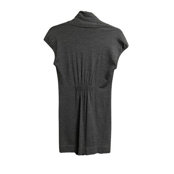 Brunello Cucinelli Wool Blend V Neck Gathered Layered Dress Dark Gray Size Small - Picture 7 of 7